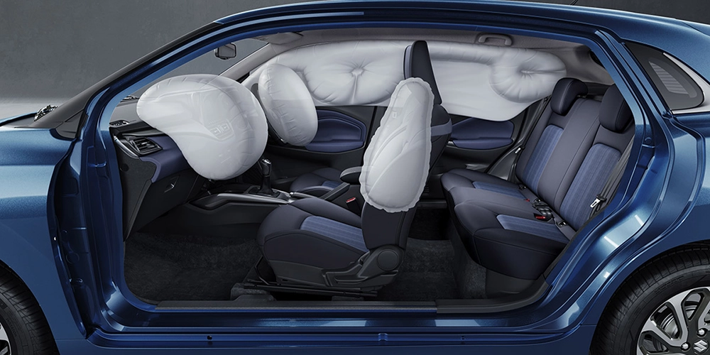 Travel safe in Baleno with dual airbags, ABS with EBD, reverse camera, and trained drivers in Kochi